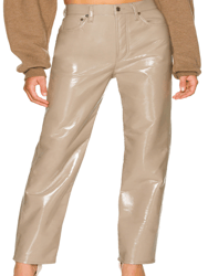 Recycled Leather 90's Pinch Waist Pant - Quail Patent