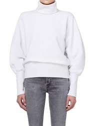 Ribbed Turtleneck Sweatshirt - White