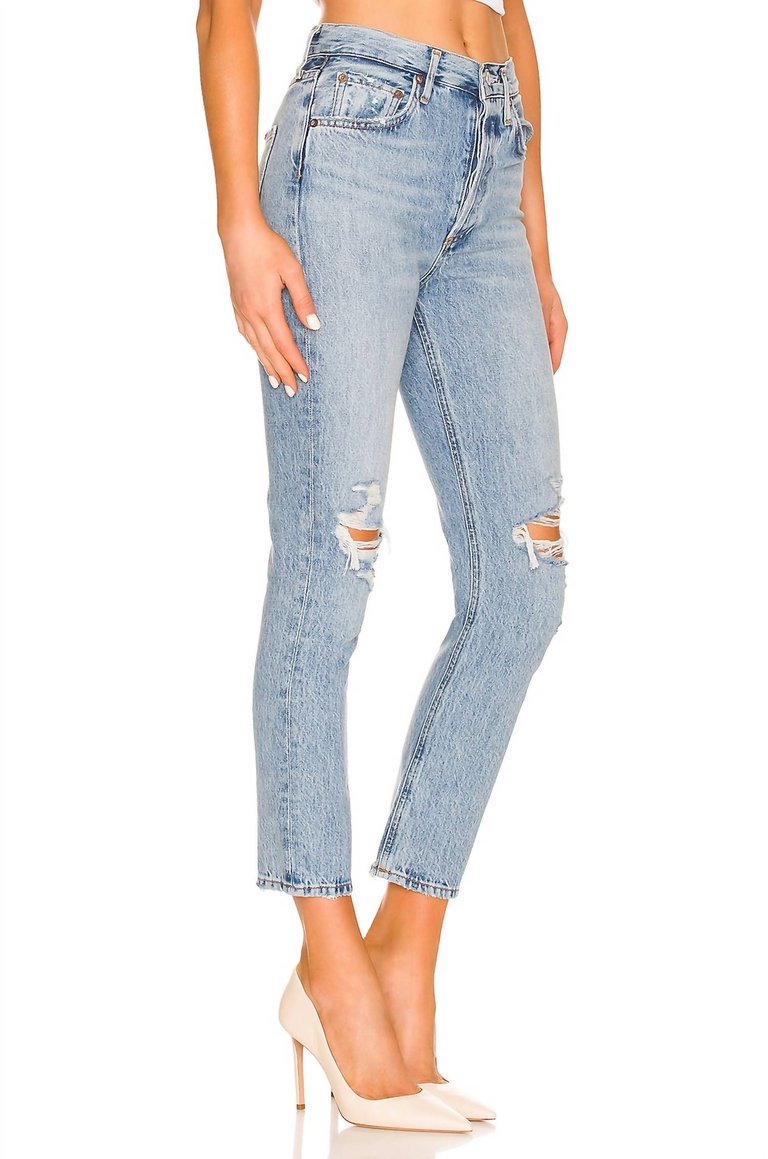 Riley High Rise Straight Crop Jean In Blitz (Med Indigo)