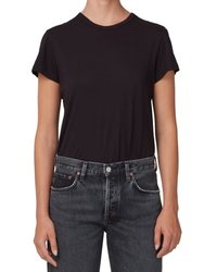 Women's Solid Black Crew Neck T-Shirt - Black