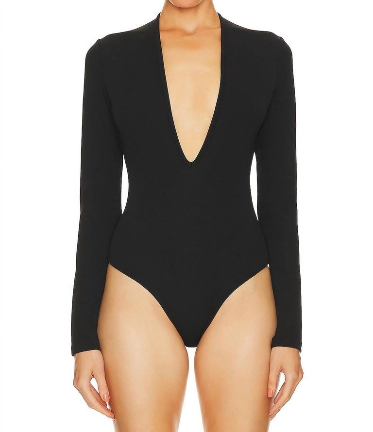 Zena Deep V Bodysuit In Black