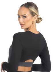 Alisha Color Block Activewear Long Sleeve Top in Black