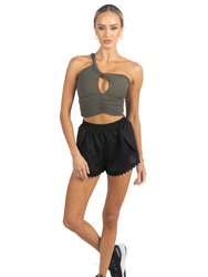 Belle Drapped Activewear Sportsbra In Dark Green