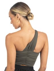 Belle Drapped Activewear Sportsbra In Dark Green