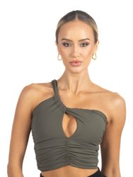 Belle Drapped Activewear Sportsbra In Dark Green