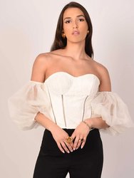 Chloe Off Shoulder Black Bustier Top - Black