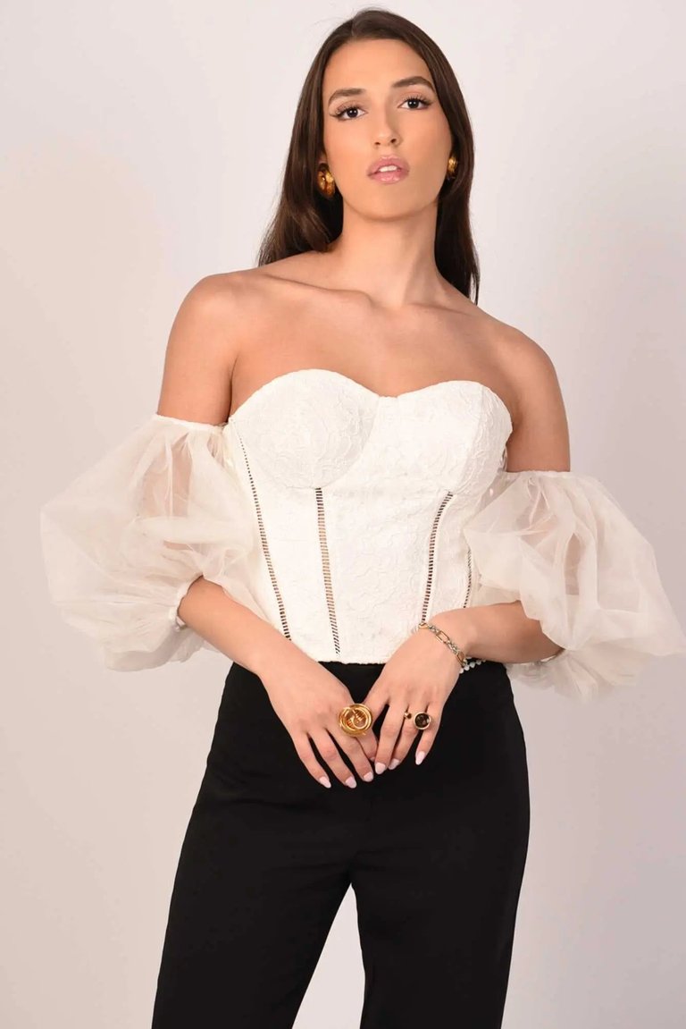 Chloe Off Shoulder Black Bustier Top - Black