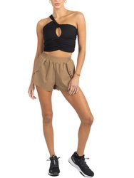 Chloe Romantic Scalloped Detailing Shorts In Soft Brown - Soft Brown