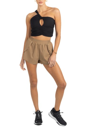 Akalia Chloe Romantic Scalloped Detailing Shorts In Soft Brown product