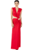 Hazel V Neck Thigh Slit Maxi Dress - Red