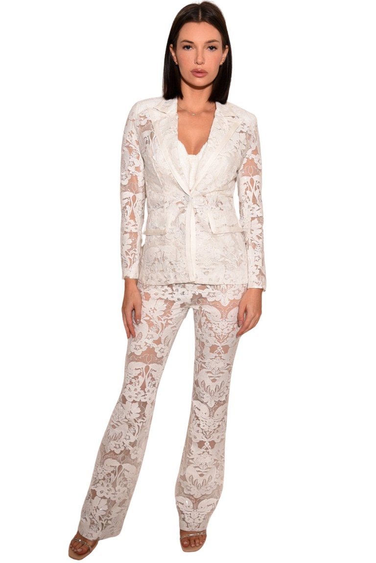 Heidi Lace Floral Pant White Timeless Elegance - White