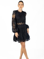 Miranda Black Lace Mini Dress - Black