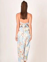 Paola Floral Satin Silk Backless Midi Dress