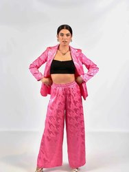 Penelope Geometric Details Blazer Pant Set - Pink