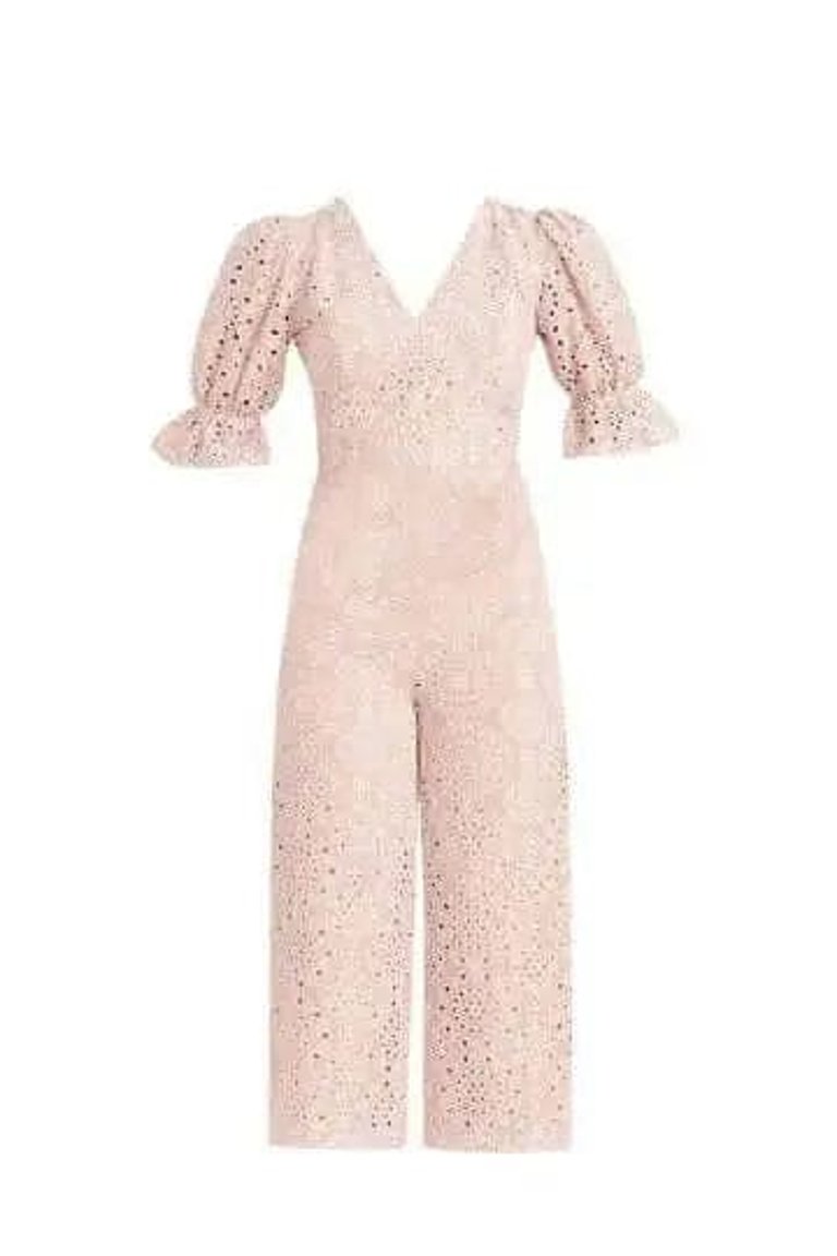 Pilar Powder Pink Eyelet Pants