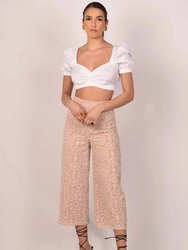 Pilar Powder Pink Eyelet Pants - Powder Pink