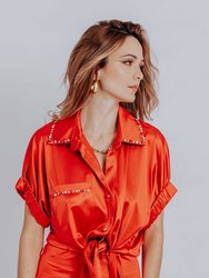 Rosie Tie Front Satin Shirt