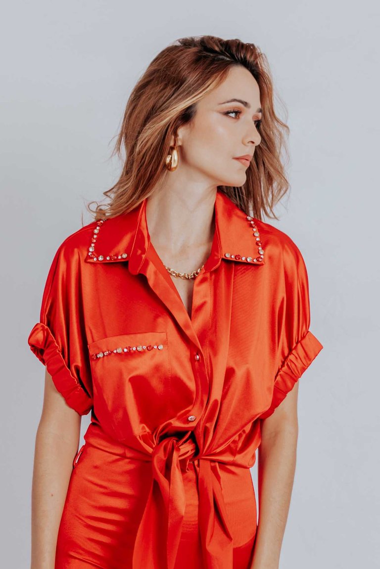 Rosie Tie Front Satin Shirt