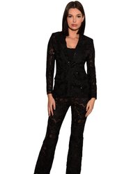 Sara Black Lace Floral Long Sleeve Blazer