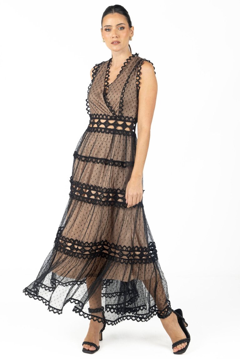 Serena Black Lace Maxi Dress ko - Black