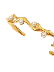 Waterproof Diane 18K Gold Plated Stainless Steel Pearl Bracelet - Gold