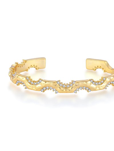 Akalia Waterproof Gold Plated With Diamond Cuff Sterling Silver Bracelet product