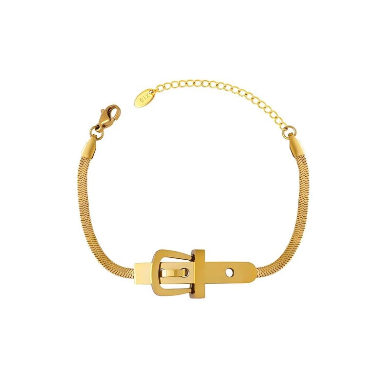 Waterproof Love Me Harder Belt Bracelet Gold Plated - Gold