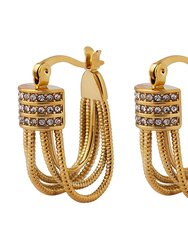 Waterproof Road To Sparkles 18k Gold Plated Cubic Zirconia Women's Earrings - Gold