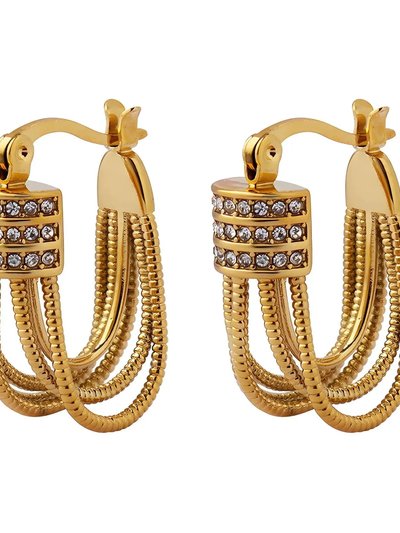 Akalia Waterproof Road To Sparkles 18k Gold Plated Cubic Zirconia Women's Earrings product