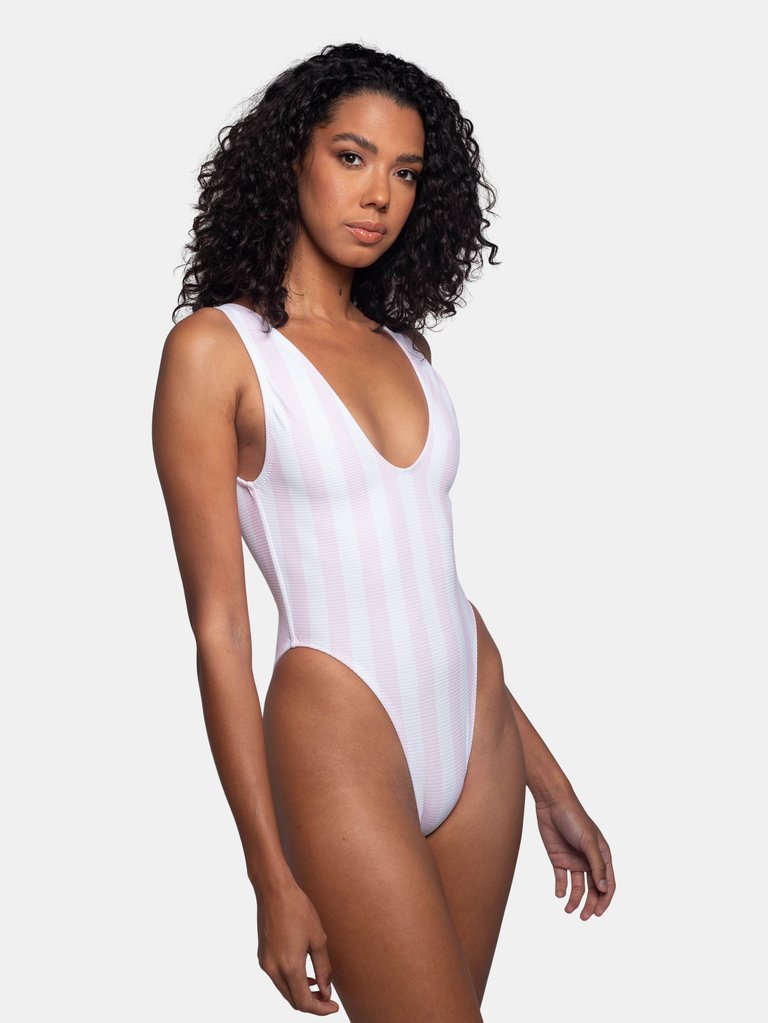 Adeline One Piece in Pink Stripes - Pink Stripes