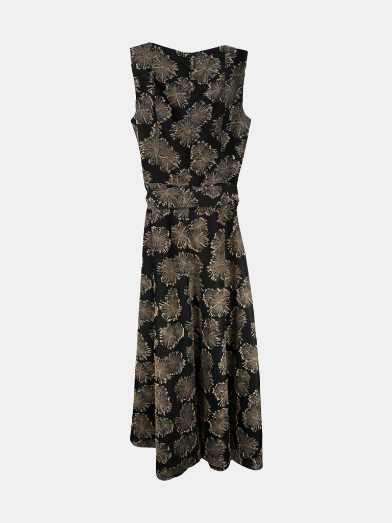 Akris Women's Black / Gold Belted Dandelion Dress