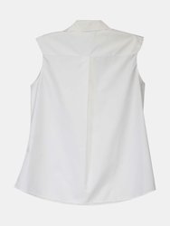 Akris Women's Cream Ruffle Sleeveless Poplin Top Blouse