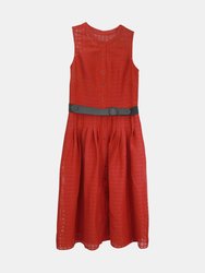 Akris Women's Luminous Red / Black Grid Lace Sleeveless Dress - Luminous Red / Black