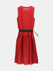 Akris Women's Luminous Red / Black Punto Cutout Belted Dress