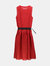 Akris Women's Luminous Red / Black Punto Cutout Belted Dress