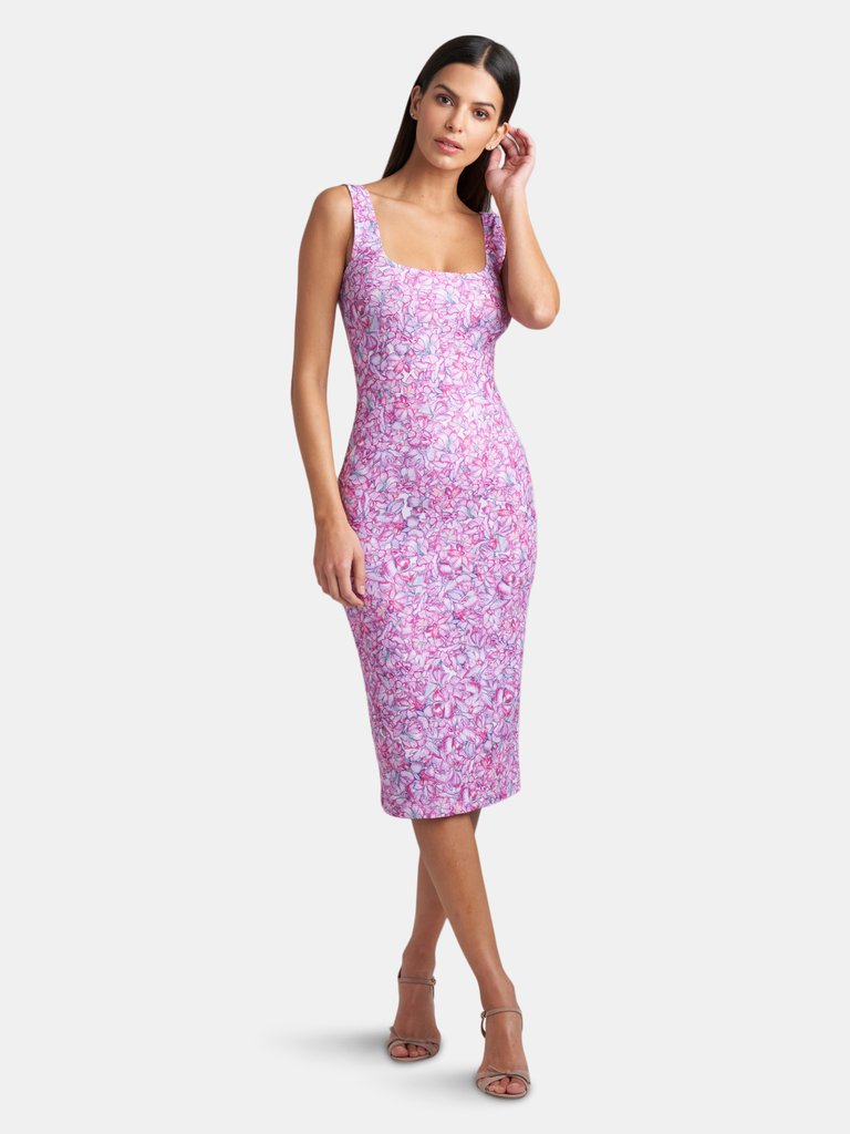 Caterina Short Stretch Knit Dress - Blooming Orchid