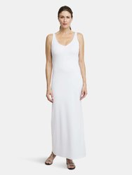 Lavinia Long Stretch Knit Dress - White