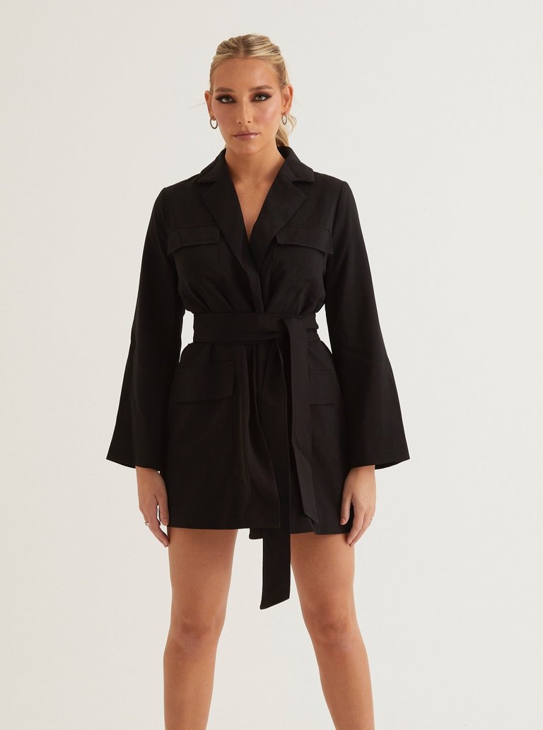 Cameron Blazer Dress - Black - Black