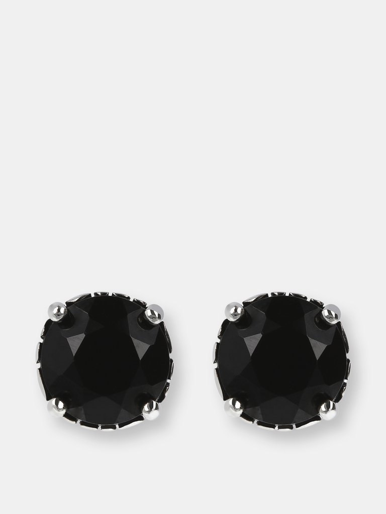 Black Spinel Button Earrings