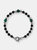 Bracelet Made Of Black Spinel And Malachite 8.25" Length - Rhodium