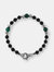 Bracelet Made Of Black Spinel And Malachite 8.25" Length - Rhodium