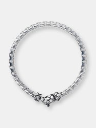 Bracelet with Box Chain and Texture Closure - RHODIUM