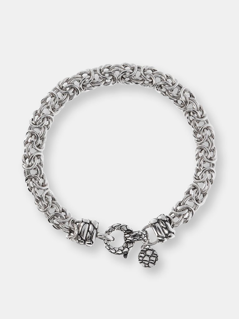 Bracelet With Byzantine Chain And Texture Closure - Silver