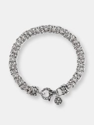 Bracelet With Byzantine Chain And Texture Closure - Silver