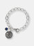 Bracelet With Stone Pendant And Chain Texture - Silver