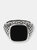 Chevalier Ring with Square Stone and Mermaid Texture - Black