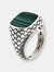 Chevalier Ring with Square Stone and Mermaid Texture - Green