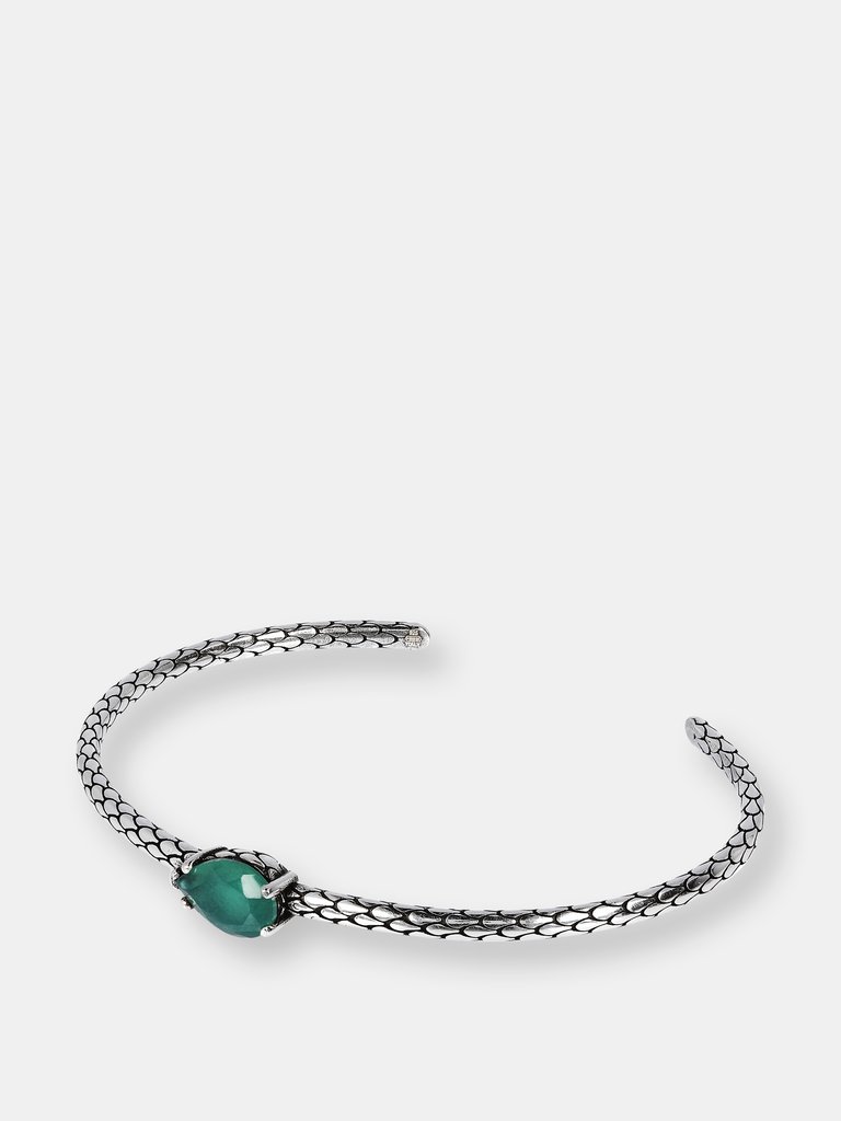 Cuff Bracelet With Stone - Green Onyx