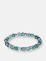 Elastic Bracelet With Turquoise And Fluorite - Rhodium