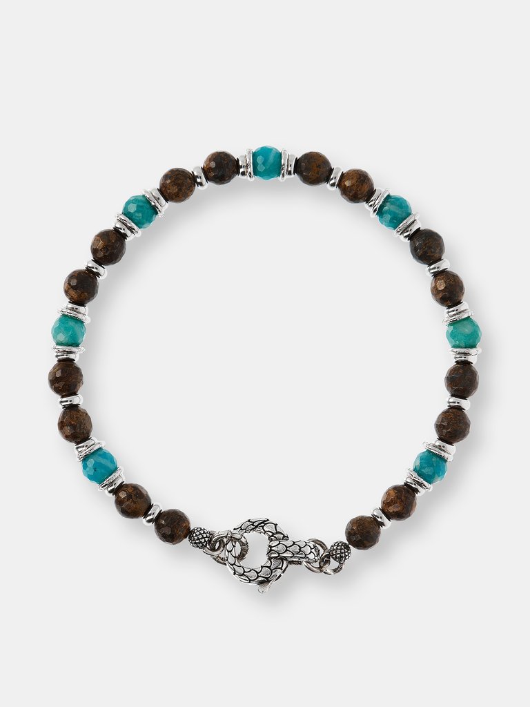 Garnet And Turquoise Bracelet - Rhodium